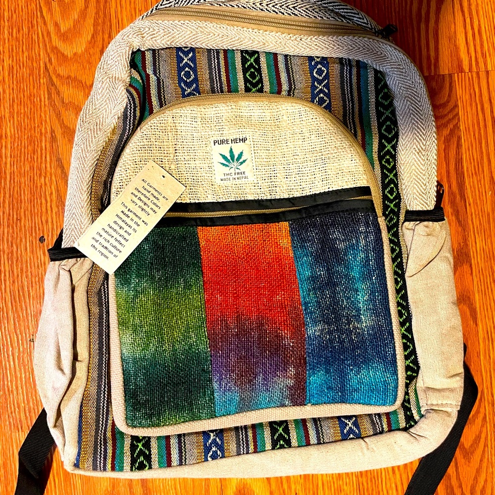 NWT Handmade Tie Dye Hemp Backpack